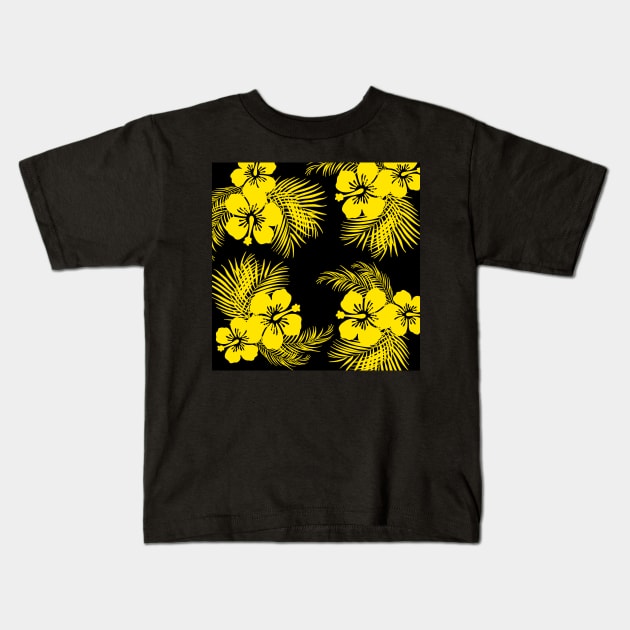 Tropical Hawaiian Design - Black & Yellow Kids T-Shirt by The Libertarian Frontier 